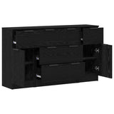 Credenza con cassetto 3 pcs Rovere Nero Legno truciolato