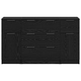 Credenza con cassetto 3 pcs Rovere Nero Legno truciolato