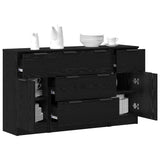 Credenza con cassetto 3 pcs Rovere Nero Legno truciolato