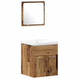 Set di mobili per il bagno con porta 3 pcs Legno vecchio