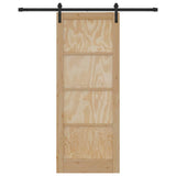 Porta scorrevole Naturale e Nero 83 x 211 cm