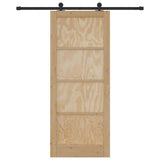 Porta scorrevole Naturale e Nero 86 x 211 cm