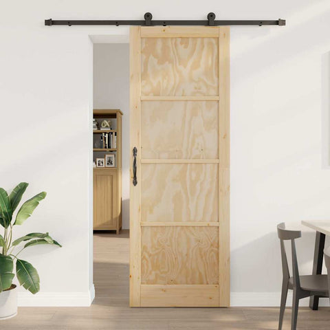 Porta scorrevole Naturale e Nero 83 x 232 cm