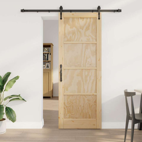 Porta Scorrevole Naturale e nero 78 x 211 cm
