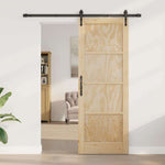 Porta Scorrevole Naturale e nero 78 x 211 cm