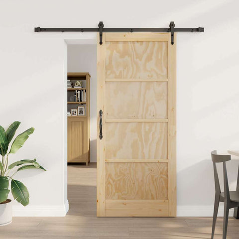 Porta Scorrevole Naturale e nero 86 x 198.5 cm