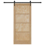 Porta Scorrevole Naturale e nero 86 x 198.5 cm