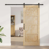 Porta scorrevole ORKDAL Naturale e Nero 86 x 211 cm