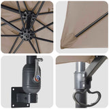 Ombrello da giardino Tortora e Nero 248.5 x 247.5 x 160 cm