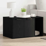 Lettiera per gatti in rovere nero 80x50x45 cm in legno ingegnerizzato