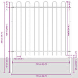 Recinzione per Giardino 6 pcs Grigio 10,2 x 1,5 m