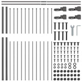 Recinzione per Giardino 9 pcs Grigio 15,3 x 1,5 m