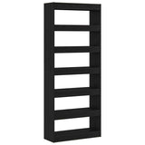 Armadio per Libri con lo scaffale Rovere Nero 80 x 30 x 198 cm