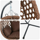Sedia uovo sospesa Caffè 104 x 100 x 191 cm polyrattan