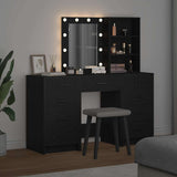 Tavolo da Trucco con cassetto 3 pcs Nero Legno truciolato