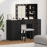 Tavolo da Trucco con cassetto 3 pcs Nero Legno truciolato