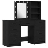 Tavolo da Trucco con cassetto 3 pcs Nero Legno truciolato