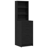 Tavolo da Trucco con cassetto 3 pcs Nero Legno truciolato