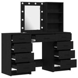 Tavolo da Trucco con cassetto 3 pcs Nero Legno truciolato