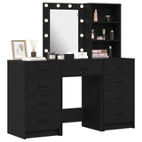 Tavolo da Trucco con cassetto 3 pcs Nero Legno truciolato
