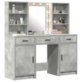 Set da tavolo da trucco con LED con porta 3 pcs Grigio cemento
