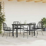 Set Mobili da Pranzo per Giardino 5 pz Nero Polyrattan Vetro