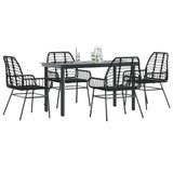 Set Mobili da Pranzo per Giardino 5 pz Nero Polyrattan Vetro