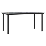 Set Mobili da Pranzo per Giardino 5 pz Nero Polyrattan Vetro