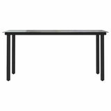 Set Mobili da Pranzo per Giardino 5 pz Nero Polyrattan Vetro