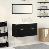 Set di mobili per il bagno 3 pcs Rovere Nero Legno truciolato