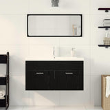 Set di mobili per il bagno 3 pcs Rovere Nero Legno truciolato