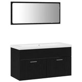 Set di mobili per il bagno 3 pcs Rovere Nero Legno truciolato