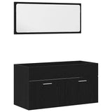 Set di mobili per il bagno 3 pcs Rovere Nero Legno truciolato