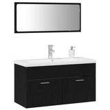 Set di mobili per il bagno 3 pcs Rovere Nero Legno truciolato
