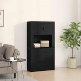 Credenza Rovere Nero 80 x 33 x 150 cm Legno truciolato