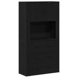 Credenza Rovere Nero 80 x 33 x 150 cm Legno truciolato