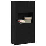 Credenza Rovere Nero 80 x 33 x 150 cm Legno truciolato