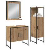 Set di mobili per il bagno 3 pz Marrone 33 x 33 x 102,5 cm