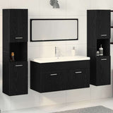 Set di mobili per il bagno 4 pcs Rovere Nero Legno truciolato