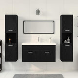 Set di mobili per il bagno 4 pcs Rovere Nero Legno truciolato