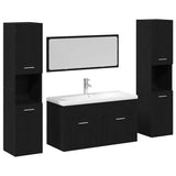 Set di mobili per il bagno 4 pcs Rovere Nero Legno truciolato