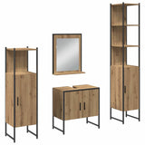 Set di mobili per il bagno 4 pz Marrone 33 x 33 x 185,5 cm
