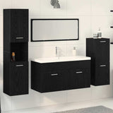 Set di mobili per il bagno 4 pcs Rovere Nero Legno truciolato