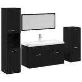 Set di mobili per il bagno 4 pcs Rovere Nero Legno truciolato