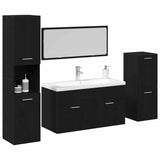 Set di mobili per il bagno 4 pcs Rovere Nero Legno truciolato