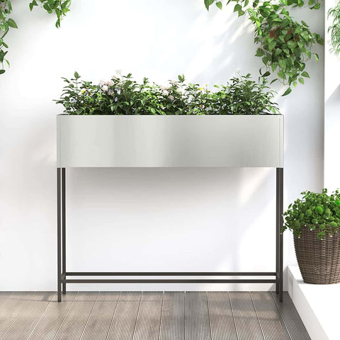Vaso da Giardino Rialzato Argento 100 x 26 x 82 cm