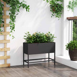 Vaso da Giardino Rialzato Nero 60 x 26 x 45 cm Acciaio