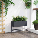 Vaso da Giardino Rialzato Antracite 60 x 26 x 45 cm Acciaio