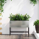 Vaso da Giardino Rialzato Argento 60 x 26 x 45 cm