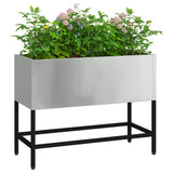 Vaso da Giardino Rialzato Argento 60 x 26 x 45 cm